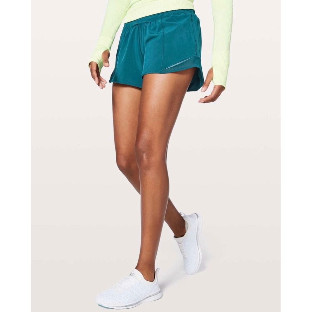 Lululemon Hotty Hot Short II Long 4" Nile Blue 4 Running Gym Athletic